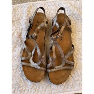 Naot Womens Dorith Leather Strappy Flat Comfort Shoes Sandals Silver Size 40